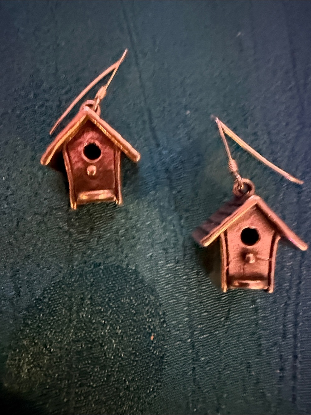 Sterling silver Birdhouse Charm Drop Earrings
